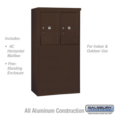 6 Door High Free-Standing 4C Horizontal Parcel Locker with 2 Parcel Lockers in Bronze with USPS Access
